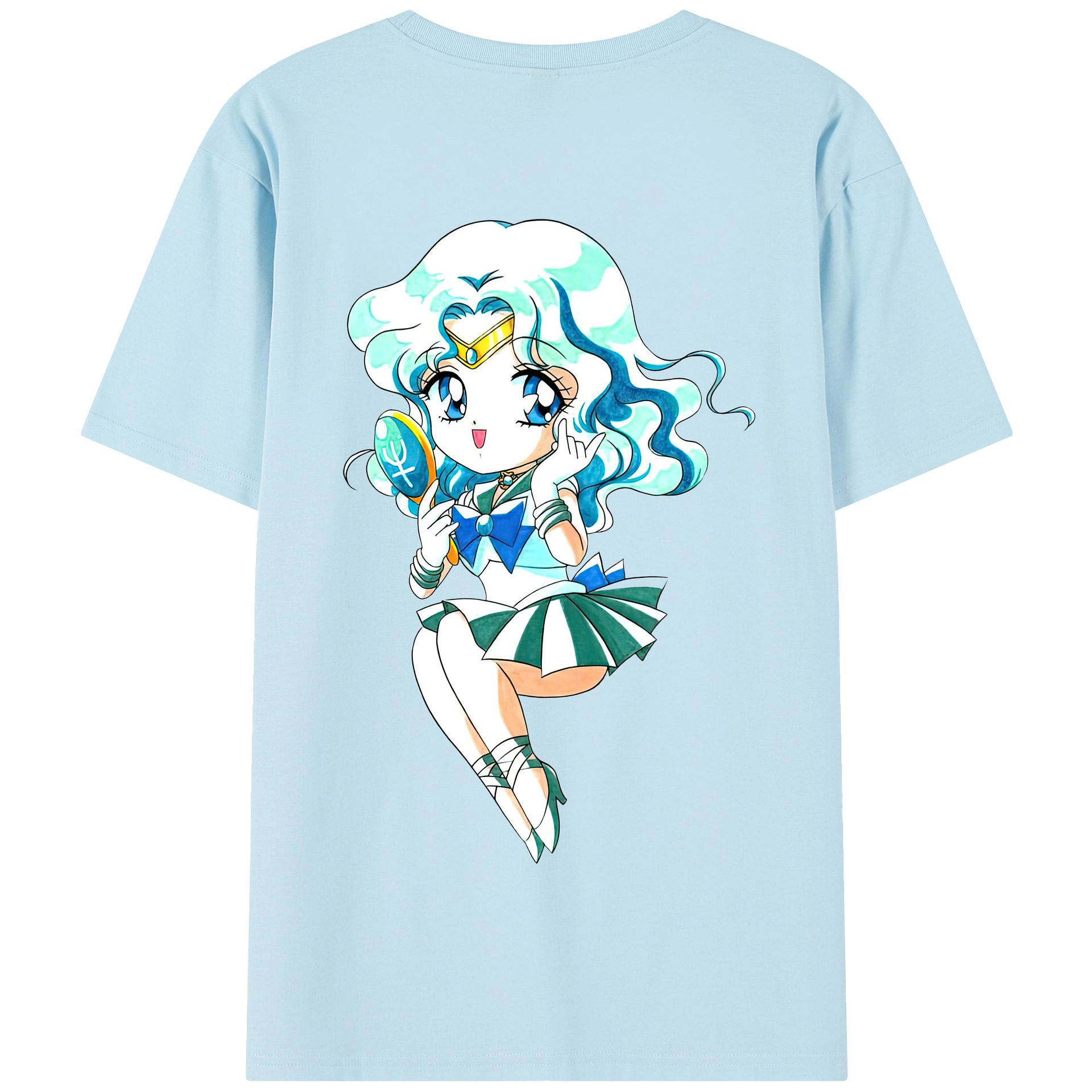 （画像用） 美少女戦士セーラームーン 海王 みちる（かいおう みちる） Sailor Moon Kaiou Michiru 綿100％半袖Tシャツ（背面プリント）